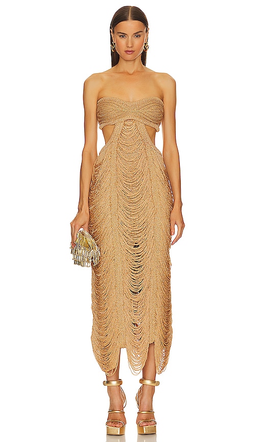 Cult Gaia Crescent Dress in Gold