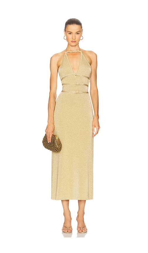 Evaleigh Knit Dress in Metallic Gold. - size XS (also in M, S)