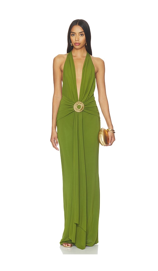 green emerald velvet dress Nellie main image 0