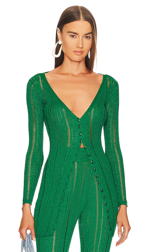 Cult Gaia Laila Knit Cardigan in Vine