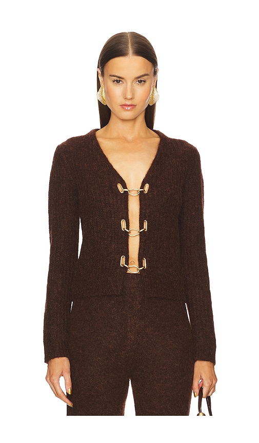 Shop Cult Gaia Adel Knit Cardigan In Brown