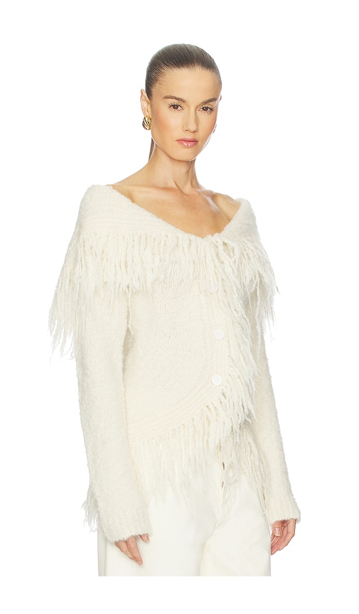 Cult Gaia Michelle Fringed Cardigan In White