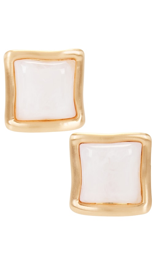 Cult Gaia Suni Mother Of Pearl Framed Drop Earrings In Gold