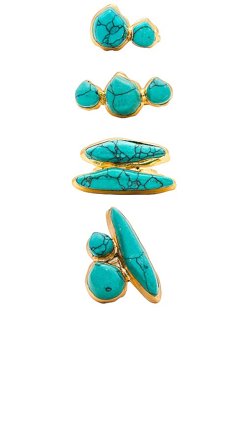 Cult Gaia Suri Ring Set in Teal.