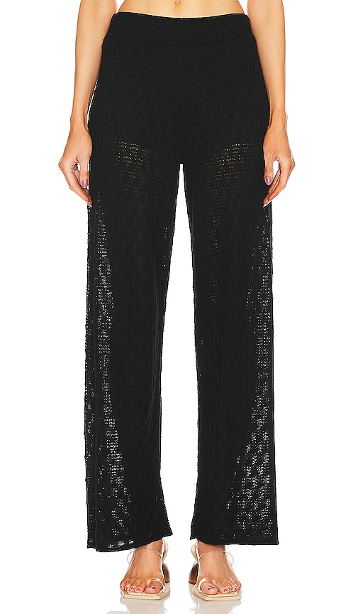 Cult Gaia Jayla Flare Knit Pant in Black.