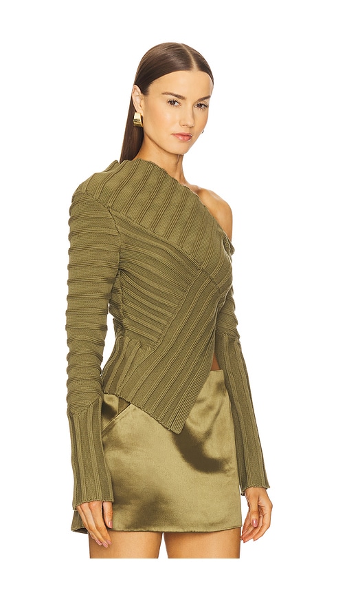 Cult Gaia Jaidan Knit Top In 雪松绿