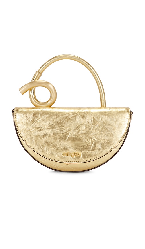 Cult Gaia Azariah Nano Sculptural Metallic Leather Crossbody Bag In Gold