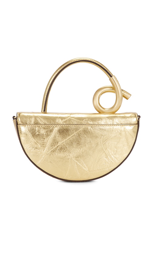 Cult Gaia Azariah Nano Sculptural Metallic Leather Crossbody Bag In Gold