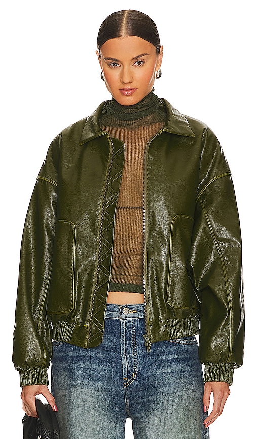 Cultnaked Peridot Lviv Faux Leather Bomber In Green