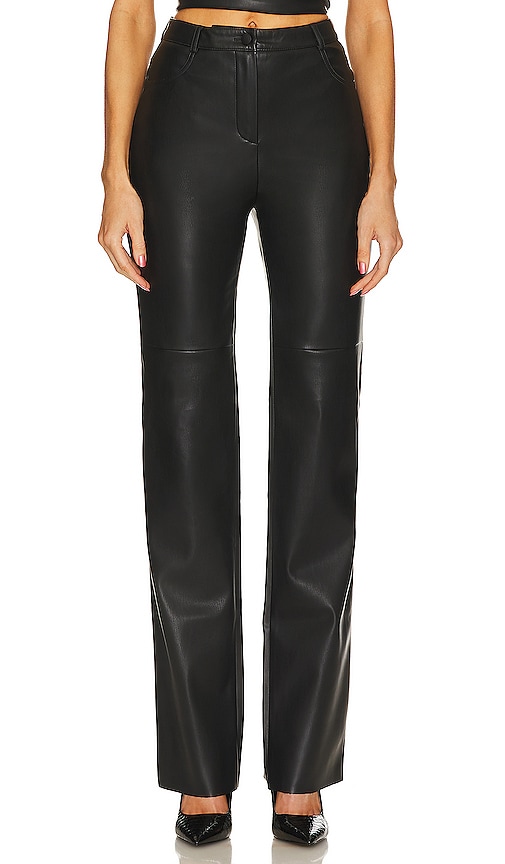 Women's Leather Look Tailored High Waisted Flared Trousers | Boohoo UK