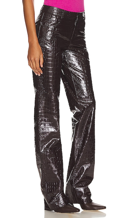 Shop Cultnaked Croc Boy Faux Leather Trousers In Burgundy