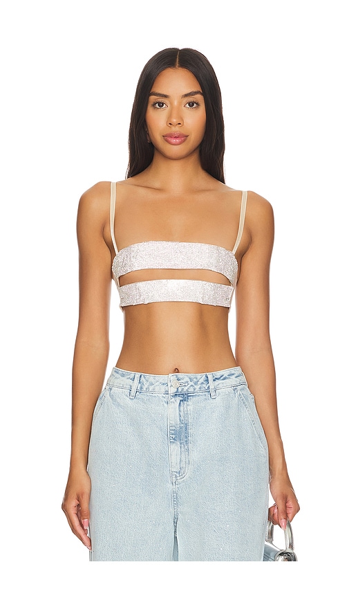 Shop Cultnaked Highlight Borderline Top In Beige