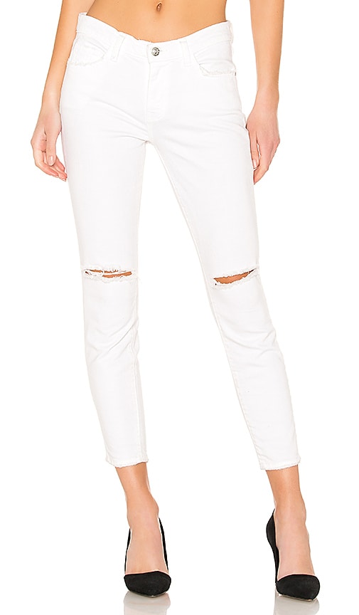 Current/Elliott The High Waist Stiletto in 2 Year Destroy Stretch White ...