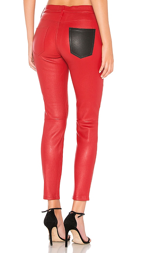 Current/Elliott The Stiletto Leather Pant in Haute Red