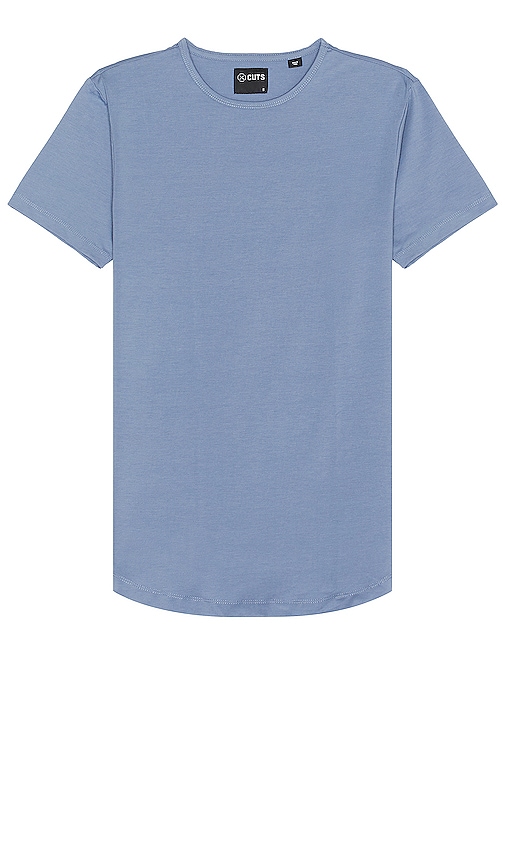 Cuts Trim Fit Elongated Crewneck T-shirt In Infinity Blue