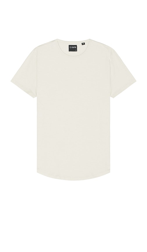 Shop Cuts Ao Curve Hem Tee In Cream