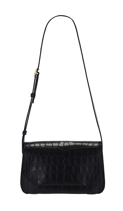 Cuyana Concertina Shoulder Bag in Black Croc