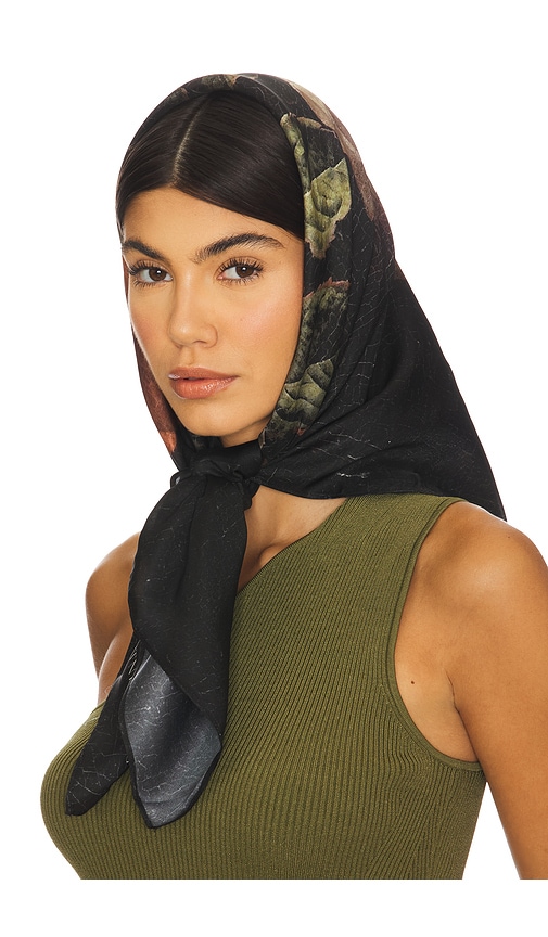 Printed Silk Scarf in Black.