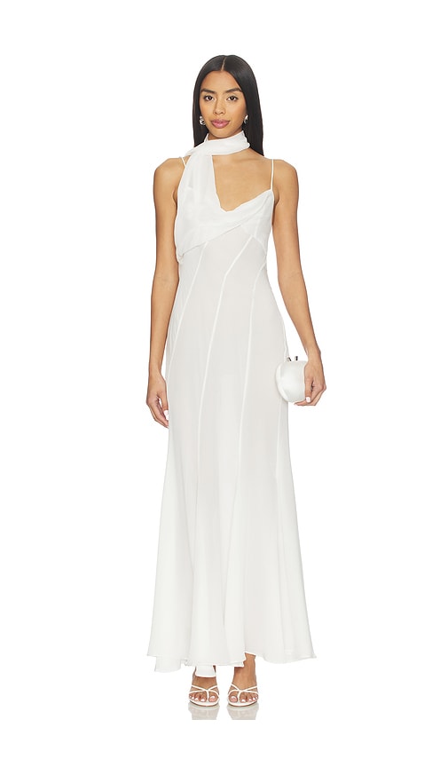 Courtney Zheng Scarf Panelled Silk Gown In White