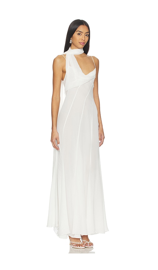 Courtney Zheng Scarf Panelled Silk Gown In White