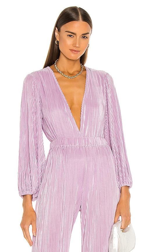 Dannijo Bell Sleeve Bodysuit In Pleated Lilac ModeSens