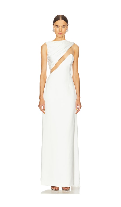 David Koma Draped Chest Detail Gown in White