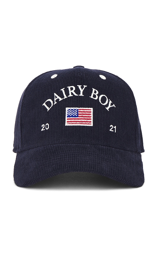 Dairy Boy American Corduroy Trucker Hat in Navy