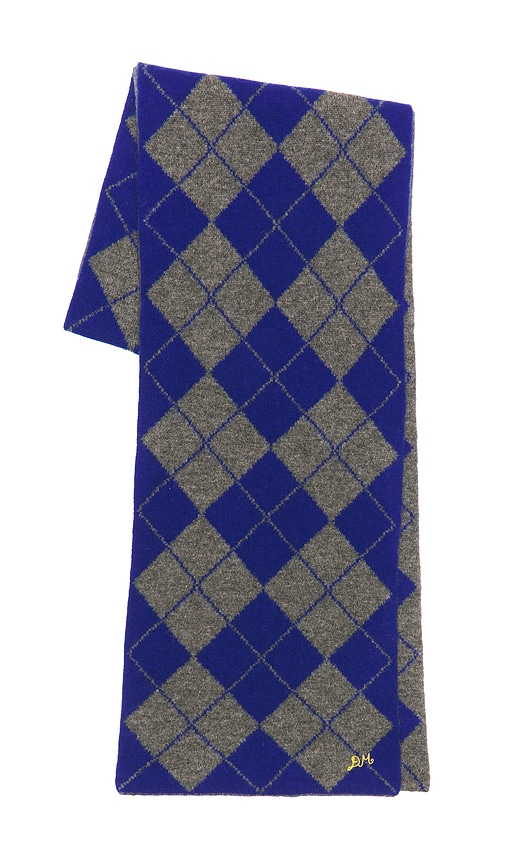 Damson Madder Saskia Argyle Wool Scarf In Blue