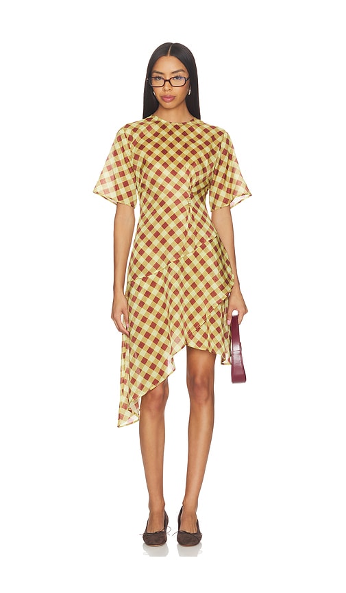 Damson Madder Harmony Midi Dress in Chocolate Avocado Gingham