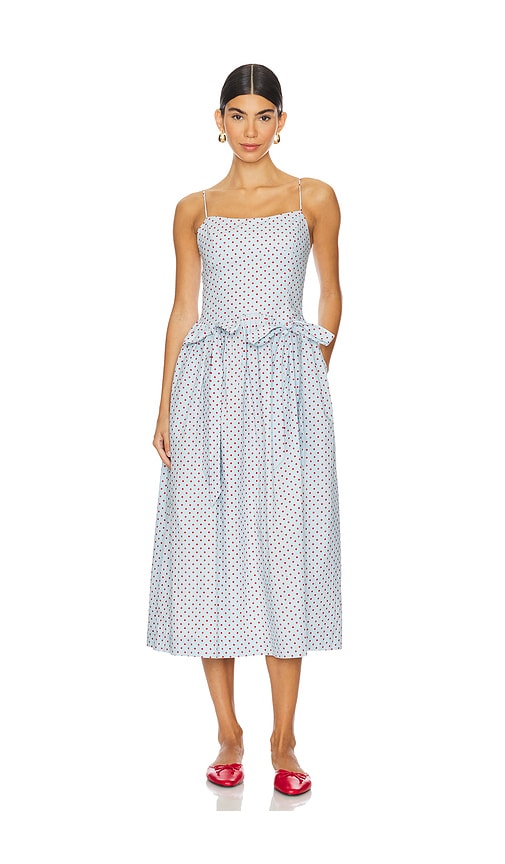 Damson Madder Penelope Spot Midi Dress in Blue