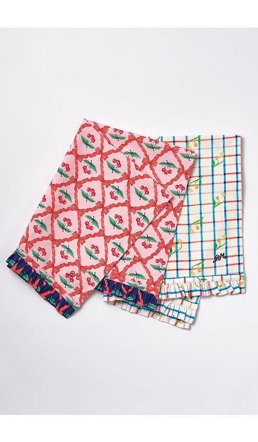 Damson Madder Geschirrtücher Set Of 2 Tea Towels In Pink. 