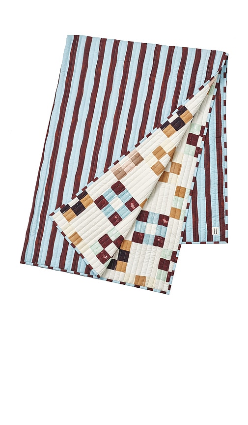  Damson Madder Bedding Throw In Cream,blue. 