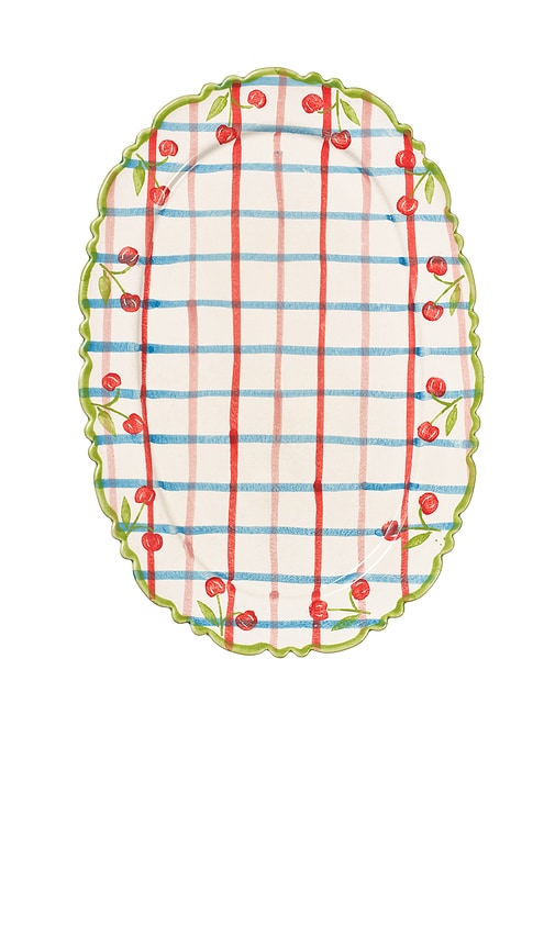 Damson Madder Hand Painted Cherry Frilly Platter
