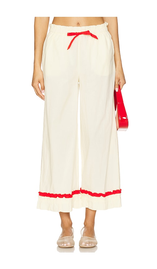 Damson Madder Tula Frilly Hem Trouser in Butter & Red