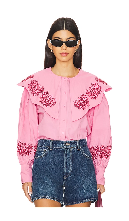 Damson Madder Romeo Broderie Blouse in Pink