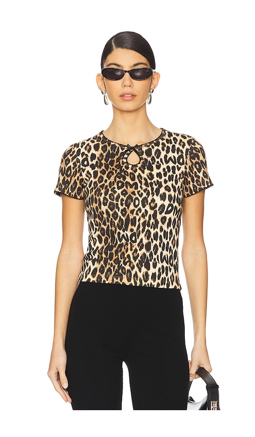 Damson Madder Marnie Pointelle Tee in Leopard