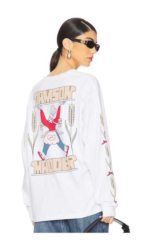 Damson Madder Fresh Bread Long Sleeve Tee in White