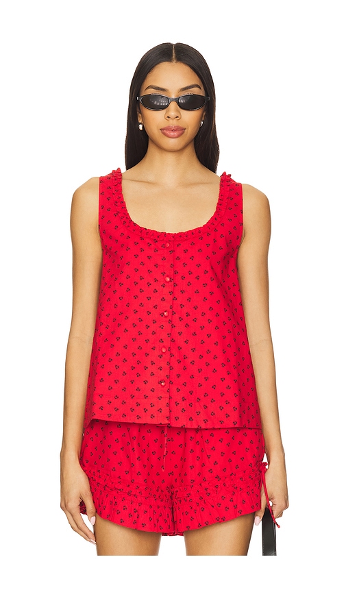 Damson Madder Mafalda Ruffle Top in Red Cherry