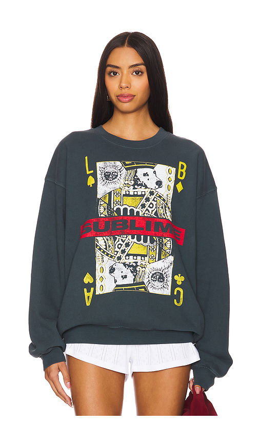 DAYDREAMER OVERSIZED CREW GRAPHIC SWEATSHIRT Women's Black Cropped Guitar outlets NWOT