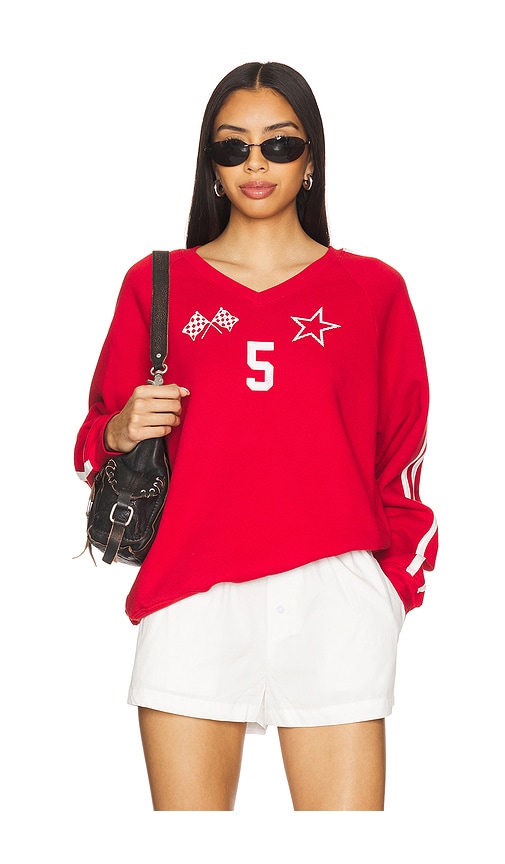 Daydreamer 5 Star Racing V-neck Sweatshirt In Red