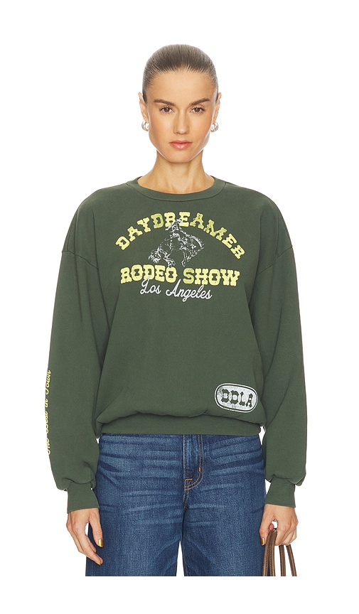 Daydreamer Rodeo Show Oversized Crew Sweatshirt In Green
