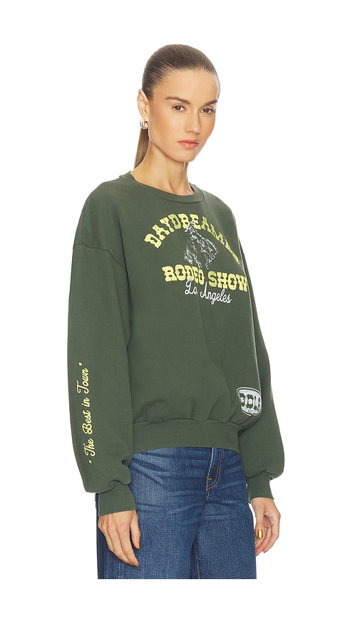 Daydreamer Rodeo Show Oversized Crew Sweatshirt In Green