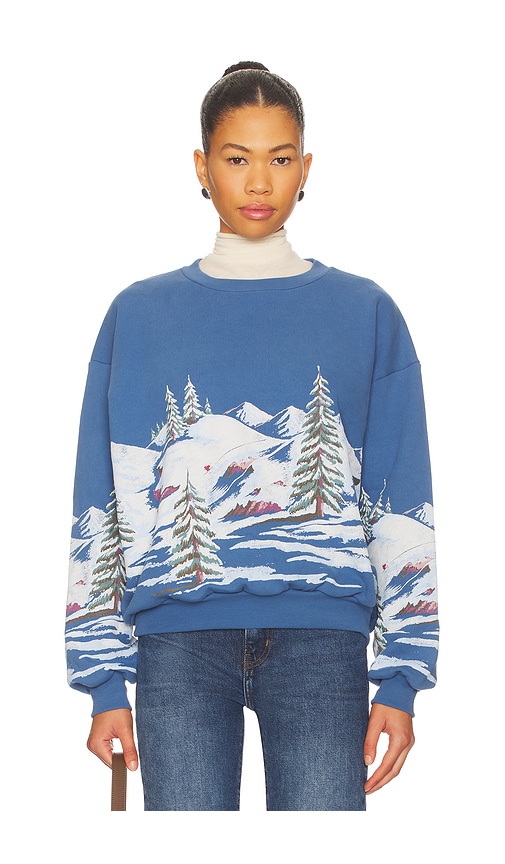DAYDREAMER Alpine Ski Scene Oversized Crew Sweatshirt
