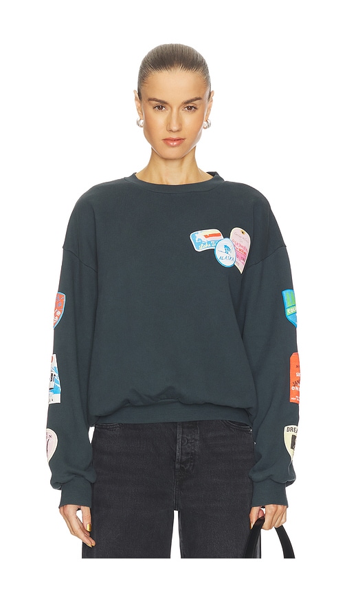 Daydreamer Ski Patch & Pass Collector Oversized Crew Sweatshirt In Black