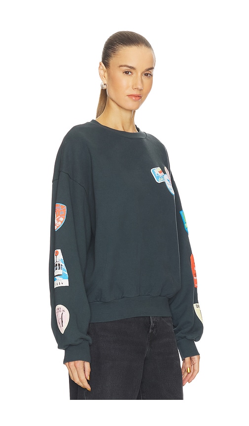 Daydreamer Ski Patch & Pass Collector Oversized Crew Sweatshirt In Black