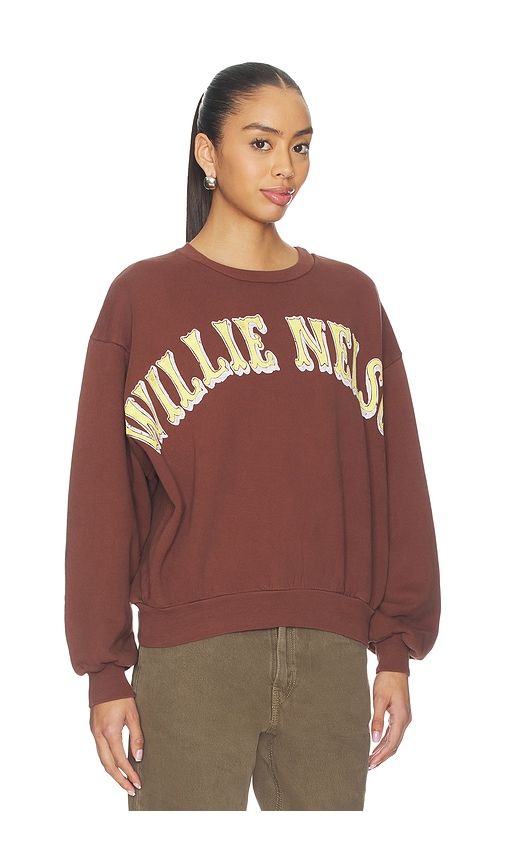  Daydreamer Sudadera Oversize Con Cuello Redondo Willie Nelson En Austin En Color Marrón Talla L/xl  (también En S/m). 