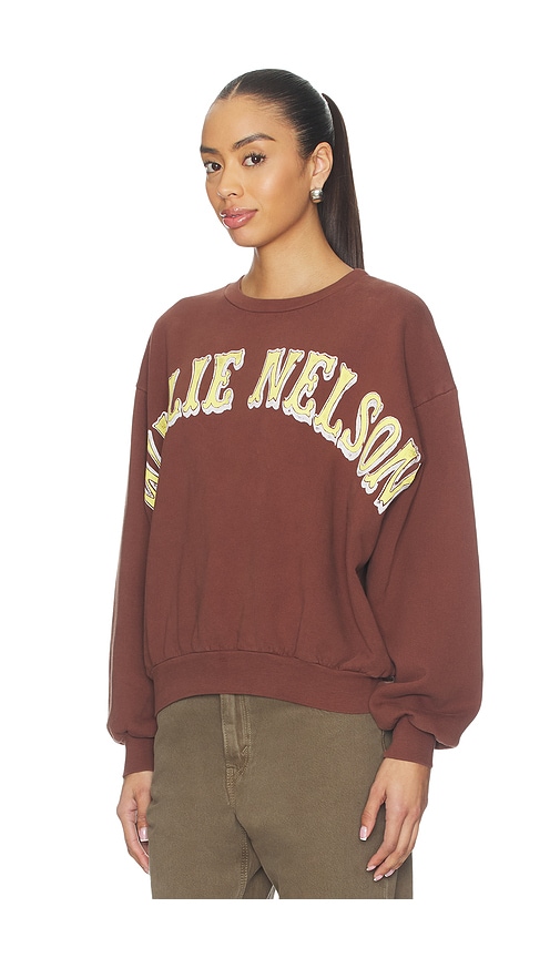  Daydreamer Sudadera Oversize Con Cuello Redondo Willie Nelson En Austin En Color Marrón Talla L/xl  (también En S/m). 