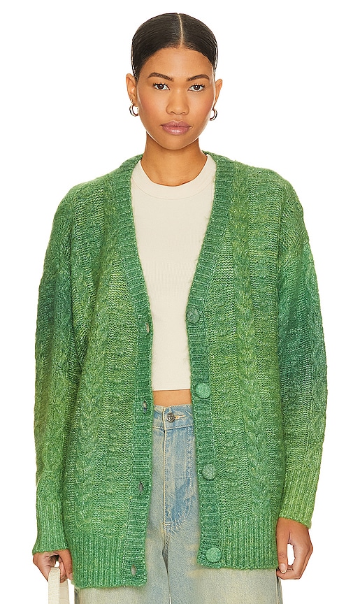 DAYDREAMER Ombre Cardigan in Green Jade