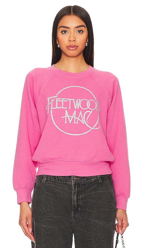 Daydreamer Fleetwood Mac Circle Logo Raglan Crew In Pink