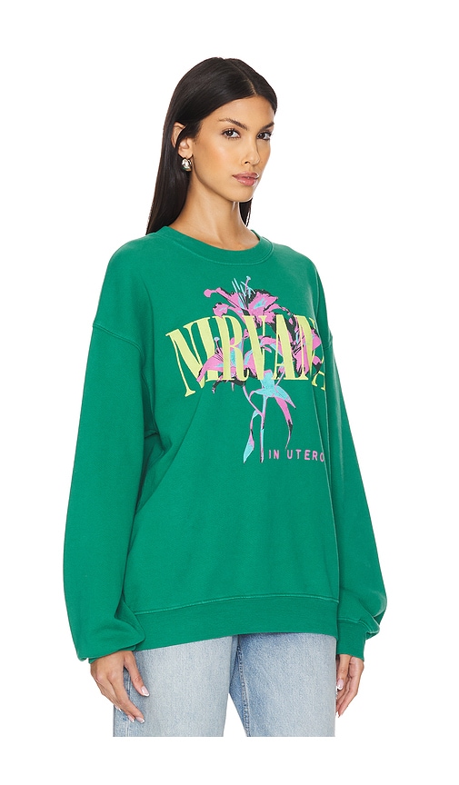 Shop Daydreamer Nirvana Lilies Bf Crew Sweatshirt In 翠玉色